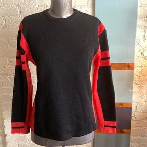 Vintage 60s 70s wool knit crew neck color block unisex ski sweater by Profile